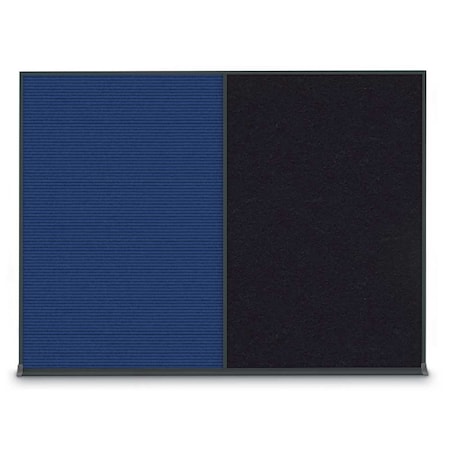United Visual Products Double Door Radius Corkboard, 60"X36", B UV8004-BLACK-BUFF